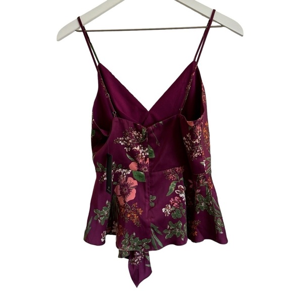 NWT Lulus Effortless Adoration Wine Red Floral Print Satin Cami Top, Size S - Picture 8 of 9